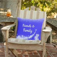 White glitter, monogrammed on blue | Outdoor  Outdoor Pillow