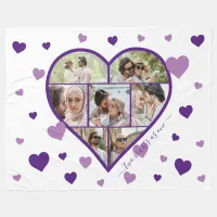 Hearts Photo Collage Fleece Blanket - Horizontal