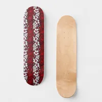 Hawaiian Shirt Red and White Hibiscus Print Skateboard