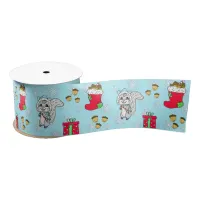 Festive Squirrel and Acorns Christmas Satin Ribbon