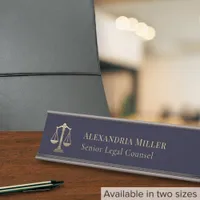 Professional Navy Blue Lawyer Attorney Desk Name Plate