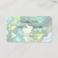 Serenity in Green Abstract Flowing Forms Business Card