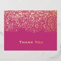 Magenta Gold Foil Wedding Thank You Card