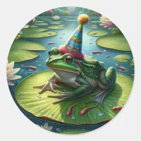 Frog Themed Birthday Classic Round Sticker