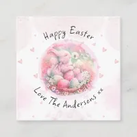 Vintage Floral Easter Bunny Easter Eggs Hearts Enclosure Card