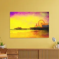 Yellow and Purple Santa Monica Pier Canvas Print