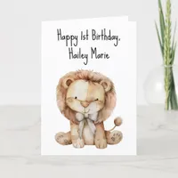 First Birthday Stuffed Toy Lion Greeting Card