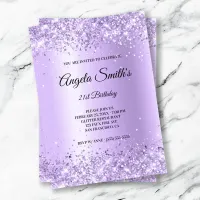 Faux Sparkly Lavender Glitter Purple Satin Foil Invitation