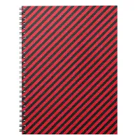 Thin Black and Red Diagonal Stripes Notebook