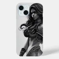 Black and White African Warrior Queen iPhone 15 Case