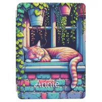 Sleepy Cat in Window Sill Ai Art Personalized iPad Air Cover