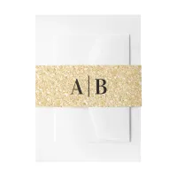 Light Gold Faux Glitter Wedding Monogram Invitation Belly Band