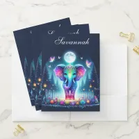 Neon Colorful Holographic Decorated Elephant | Pocket Folder