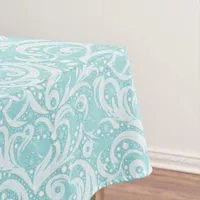 Teal Abstract Snowflake Pattern#10 ID1009 Tablecloth