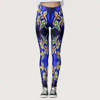 Blue orchids  painting leggings