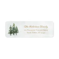 Watercolor Pine Trees Christmas Return Address Label