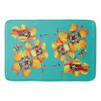 Elegant Orange Flowers - Aqua Bath Mat