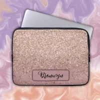 Elegant Rose Glitter Monogram Name | Laptop Sleeve