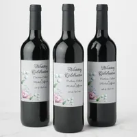 Elegant Floral Wedding Soft Botanical Romance Wine Label