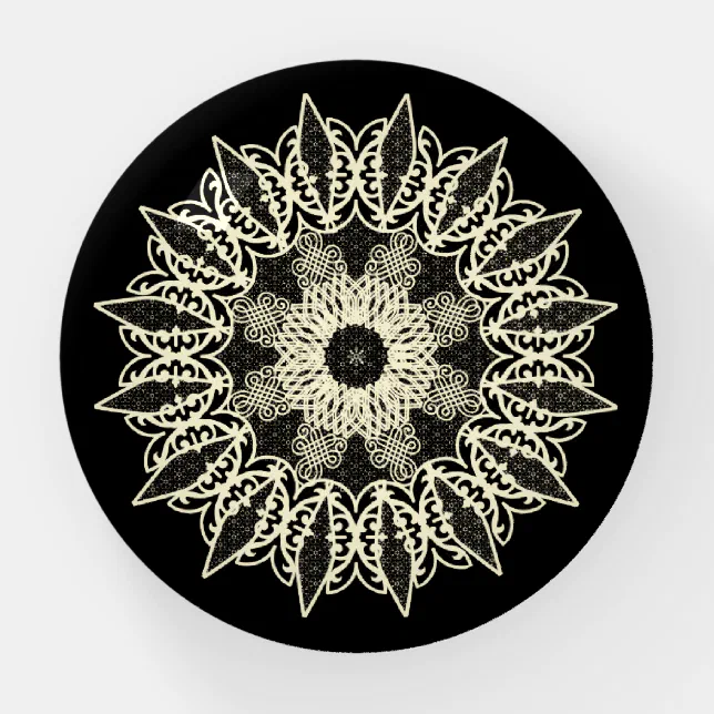 White geometric lace Mandala Paperweight