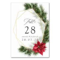 Watercolor Floral Christmas Geometric Wedding Table Number