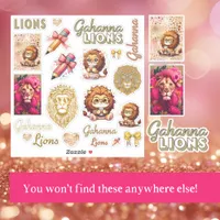 Girly Gahanna Lions Pink and Gold Sticker Sheet