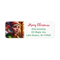 Merry Christmas Adorable Elf Festive Label