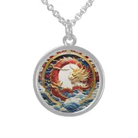 Fire breathing dragon artificial intelligence sterling silver necklace