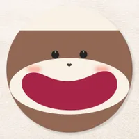 Sock Monkey Smile(Boy) Round Paper Coaster