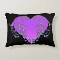 Elegant, Romantic Purple Heart with Flourish Accent Pillow