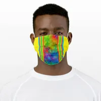 [Geometric Tie-Dye] Orange Yellow Green Stripes Adult Cloth Face Mask