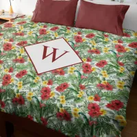 Tropical Monogram Floral Leaves Duvet Cover