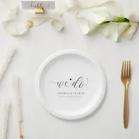 Wedding Simple Elegant Script Paper Plates