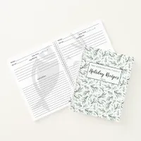 Rustic Pine Branch Pattern Holiday Recipe Notebook