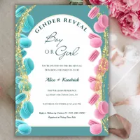 Shining Elegant Pink & Blue Macarons Gender Reveal Invitation