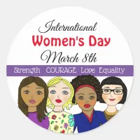 International Women's Day March 8th Button Classic Round Sticker