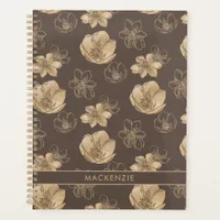 Romantic Boho Gold Foil Floral Pattern Planner