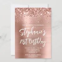 Glittery Rose Gold Foil Bold 21st Birthday Invitation