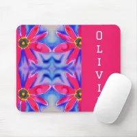 tropical flowers colorful watercolor mouse pad