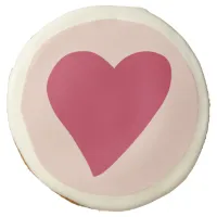 Red Doodled Heart on Peach Sugar Cookie