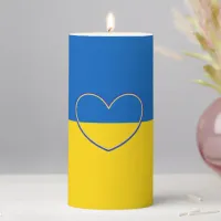 Blue and Yellow Support of Ukraine Heart  Pillar Candle