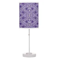Elegant Flowery Purple Damask Table Lamp
