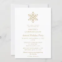 Elegant Gold Snowflakes Corporate Holiday Party  Invitation