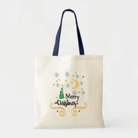 Stars, Moon, Snowflakes, and Merry Christmas, ZSSG Tote Bag