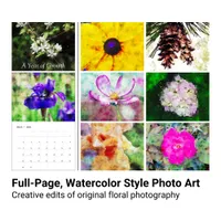 Modern Watercolor Floral Photo Art Calendar