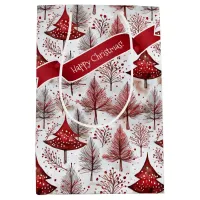 Red White Christmas Tree Pattern#4 ID1009 Medium Gift Bag