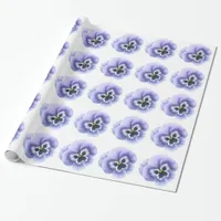 Pansy Face Purple Wrapping Paper