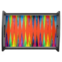 [Rainbow Fiesta] Harlequin Geometric Fiery Orange Serving Tray