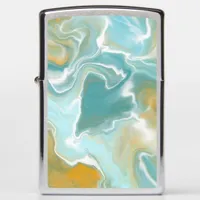 Sandy Brown Ocean Blue Marble Fluid Art   Zippo Lighter