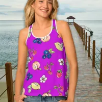 Fruit Pattern Bold Bright Fun Summer Kitschy Tank Top